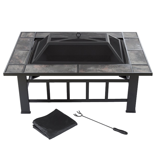 37-inch Outdoor Fire Pit Table, Black